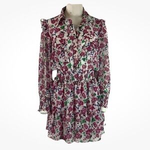 Misa Los Angeles Sz S Boho Floral Ruffle Peasant Dress Multicolor Polyester